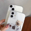 Lustige Cartoon Arbeitende Katzen und Hunde Klare Handyhülle für iPhone 15 14 13 12 11 Pro Max Mini XR X 14Plus Dünne Weiche Silikonhülle