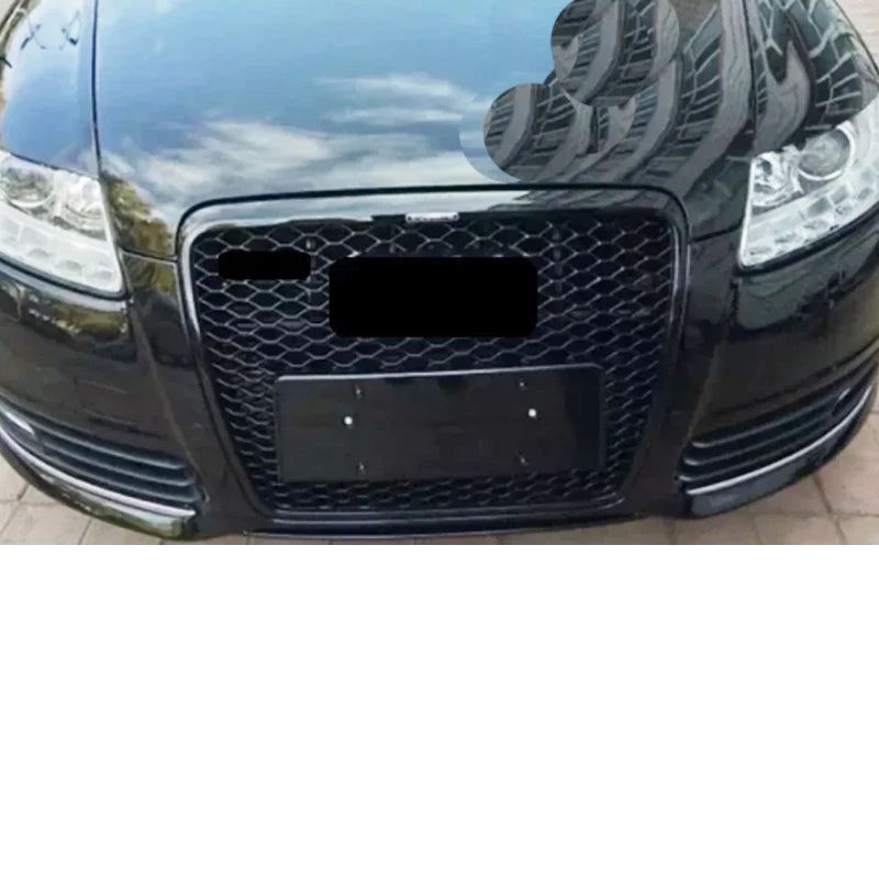 All Black or Fully Plated Front Bumper Honeycomb Grill For Audi A6 C6 2006-2011