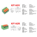 5/10Pcs 5.08mm Pitch KF142V KF142R Push-in Spring Screwless Terminal Block Straight/Bent Foot 2/3/4/5/6/7/8/9/10P PCB Connector