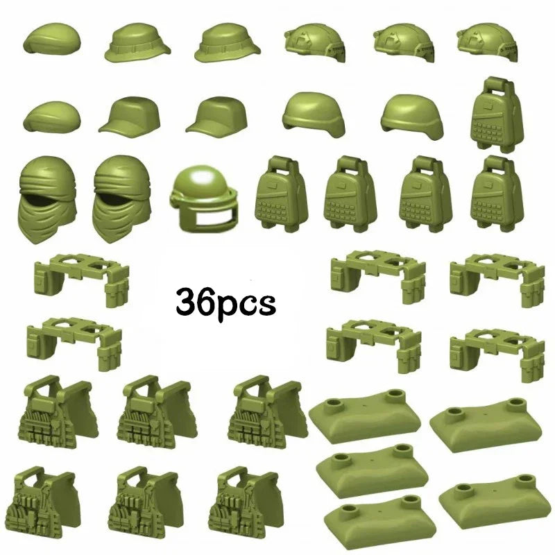 SWAT Military Special Forces camouflage Helmet Vest Soldier Army Mini Action Figures Team Set Parts Building Blocks Bricks Toys