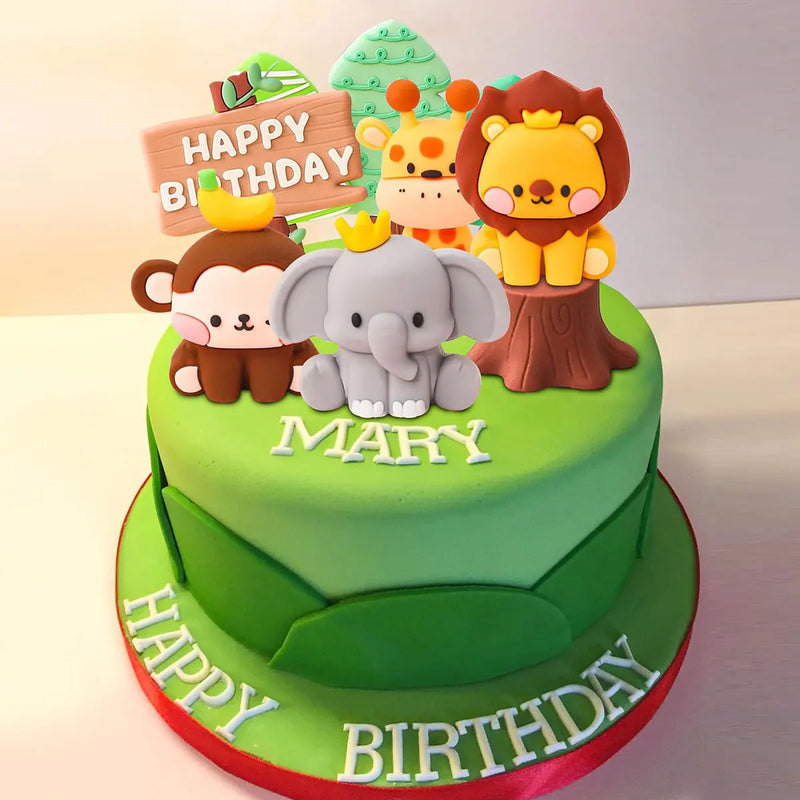 9Pcs Jungle Animals Cake Decoration Wild One Cake Decoration Giraffe Elephant Lion Tiger Cake Animals Birthday Party Decoration