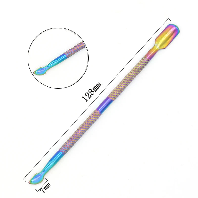 1pcs  Stainless Steel Dead Skin Remover Nails Cuticle Pusher Double-ended Cuticle Pusher  Remover Nail Art Cleaner Care Tool