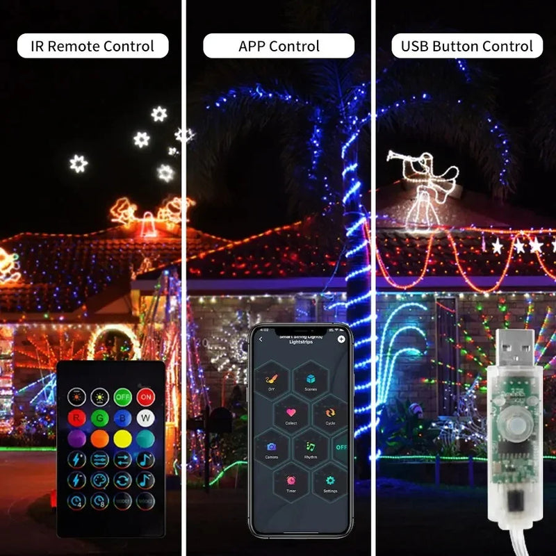 USB Christmas Lights Decoration New Year Garland Led Fairy String Holiday Lighting for Home Outdoor Bluetooth Smart Festoon DIY