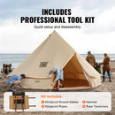 SucceBuy Canvas Bell Tent 4 Seasons 3m/6m Yurt Tent Canvas Tent for Camping with Stove Jack Breathable Tent Holds up to 4 People
