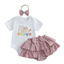 Toddler Girls Spring Floral Print Dress with Matching Bow Headband and Ruffled Hemline - Easter Sunday Outfit for Baby Girls