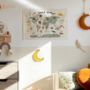 INS Nordic Canvas World Map Decoration Children's Room Wall Decor Cartoon Animals Planets Alphabets Tapestries Hanging Ornament