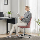 JHK Bürostuhl ohne Armlehnen, kleiner Schreibtischstuhl, niedlicher Schminkstuhl, drehbarer Stuhl mit Rückenlehne, moderner Stoff mit Rollen, drehbarer Arbeitsstuhl für Zuhause und Gaming