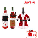 Christmas Wine Bottle Cover Set Santa Claus Snowman Knitted Wool Red Wine Bottle Bags For New Year Xmas Party Dinner Table Decor