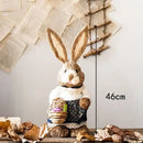 46cm Straw Woven Bunny Straw Rabbit Decoration Ornament Easter Holiday Decors Sculptures & Statuette Yard Party Home Supply