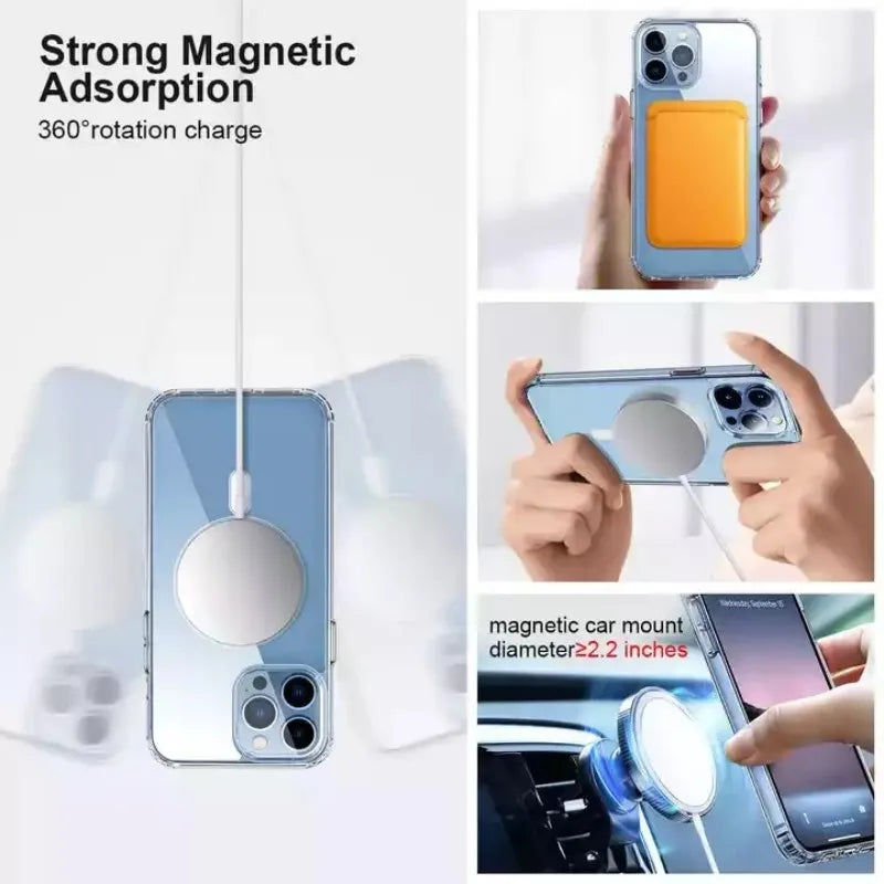 Original For Magsafe Magnetic Wireless Charging Case For iPhone 14 13 12 11 Pro Max Mini X Xs XR 7 8 Plus SE 2020 Acrylic Cover