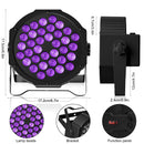Yiflamefly 4Pcs 36W UV Black Lights 36LED Par Lights With Remote Control DMX512 Stage Light For DJ Disco Club KTV Wedding Party