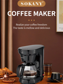 SOKANY CM102 Filterkaffeemaschine für 6 Tassen, Tropfschutz, Kaffeemaschine, 750 ml Karaffe aus Borosilikatglas, elektrische Kaffeemaschine