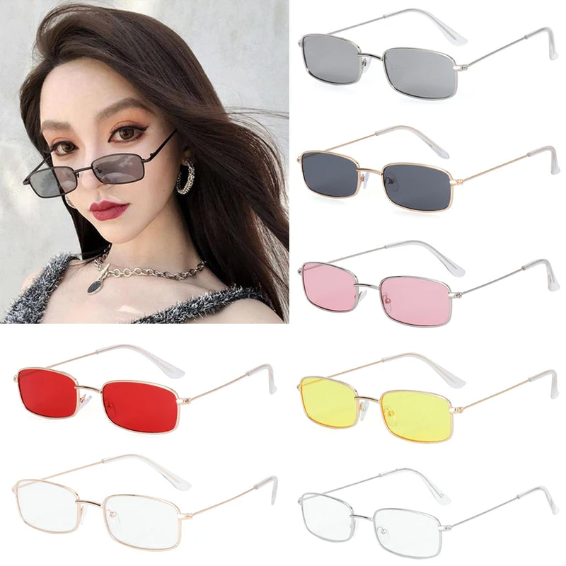 Men Women Eyewear Clear Lens Metal Sun Glasses Brand Shades Vintage Rectangle Sunglasses Small Oval Women's Sunglasses