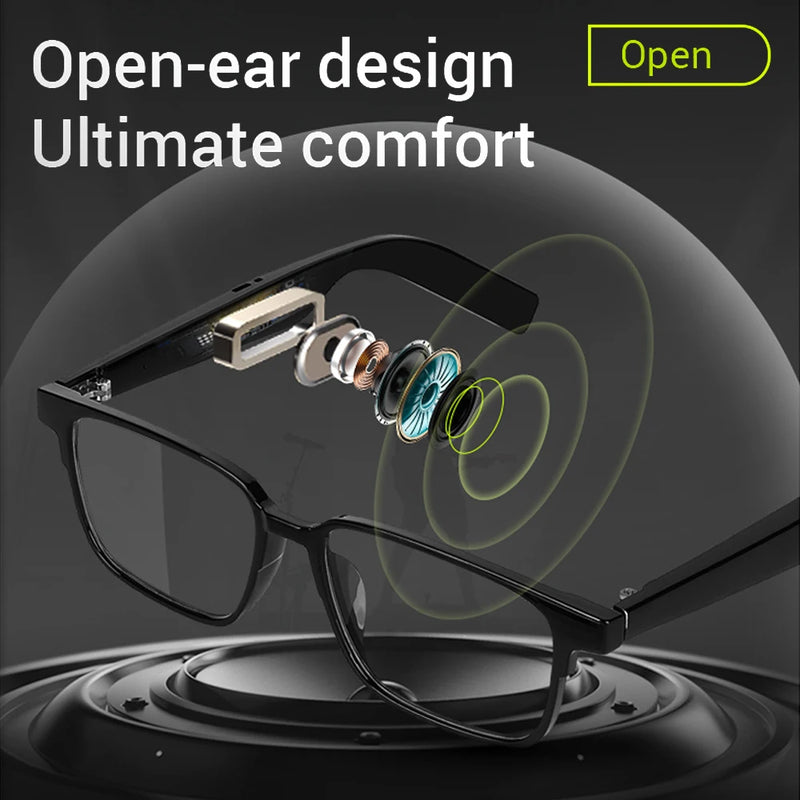 Intelligent Bluetooth GlassesKX32 Magnetic Absorption Charging Polarized Night Vision Lens Anti Blue Light Wireless Earphones