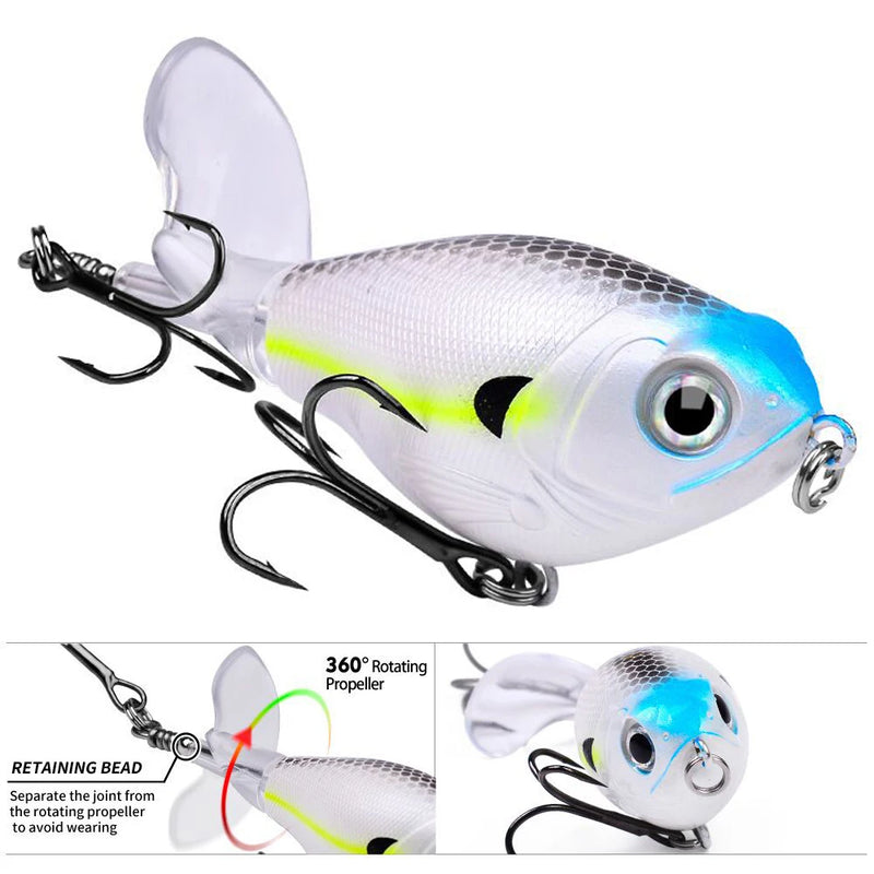 Mini Plopper Fishing Lure Catfish Lure for Fishing Tackle Floating Rotating Tail Artificial Baits Crankbait 8cm/11.5g 9.3cm/16g