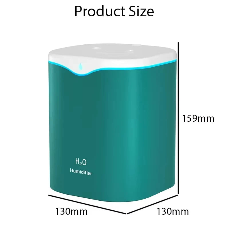 2000ML USB Air Humidifier Double Spray Port Essential Oil Aromatherapy Diffuser Cool Mist Maker Fogger for Home Office