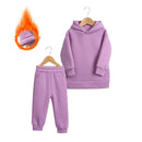 2026 Neuheiten Kleidung für kleine Mädchen Trainingsanzug 2-teiliges Set Warmer Fleece Einfarbiger Pullover+Hose Loungewear-Anzug für Kinder