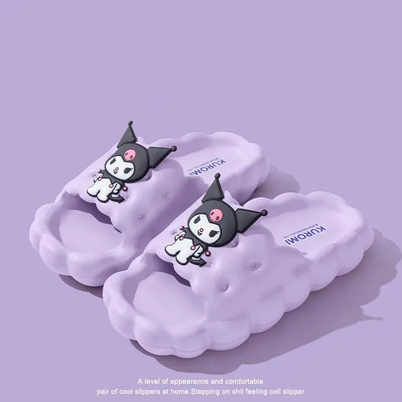 Anime Sanrio Hello Kitty Slippers Kuromi Women Indoor Slippers Comzy Anti-Slip House Flat Slipper Couples Slides Spring Summer