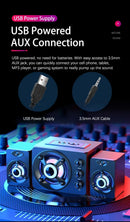 3D Hifi Stereo USB Active Bluetooth Speaker Computer Multimedia RGB Subwoofer AUX, USB, TF Suitable for TV, Computer Audio