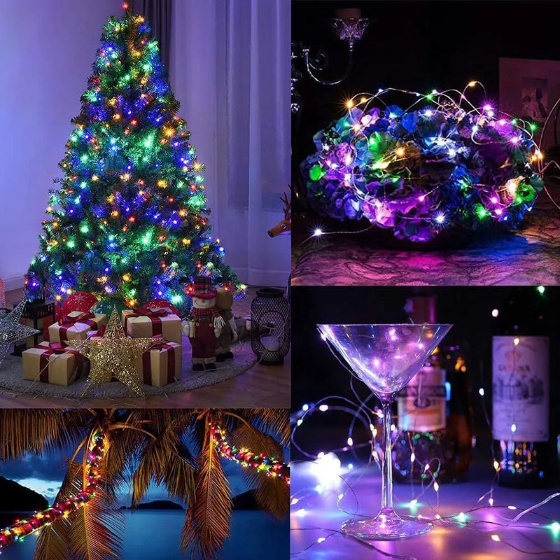 10M/20M LED USB/Battery Copper Fairy Lights Christmas Garland Remote Control String Lamp For Wedding Party Camping Home Dec