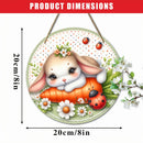 1 piece farmhouse style round wooden Easter bunny logo, 7.87 inch made wooden wreath with lilies and spring decoration, farmhous