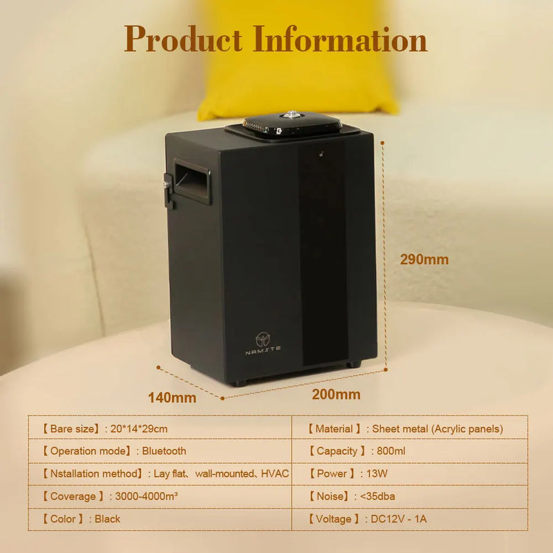 4000m³ Bluetooth Perfume Home Appliance Essential Oi Diffuser 800ML Capacity HVAC Metal Material Commercial Places Air Freshener