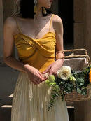 Heliar Women Pleated Strapy Camisoles Female Slim Crop Tops Knitted Sexy Tops For Women Cloth 2024 Summer