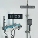 White Bathroom Shower Faucet with Digital Display 4 Function Wall Mount Hot Cold Water Tap Piano Bathroom Shower System