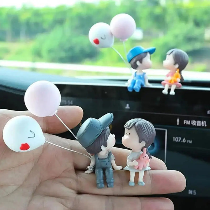 2/4PCS Car Decoration Cute Cartoon Couples Action Figure Figurines Balloon Ornament Auto Interior Dashboard Accessories For Car