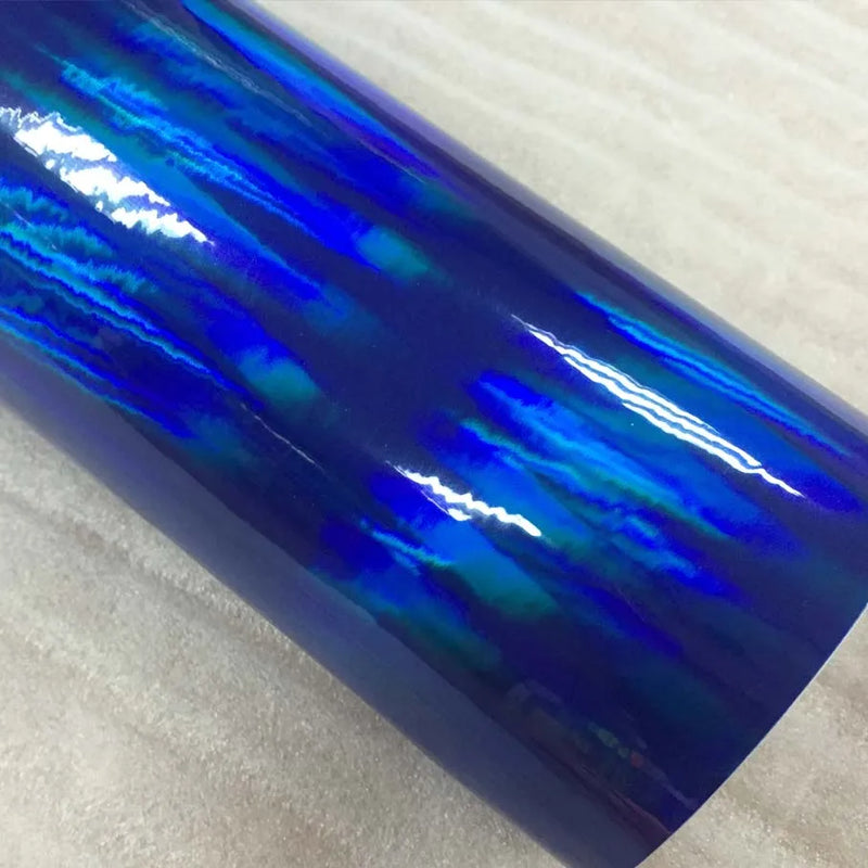 Holographic Laser Blue Chrome Vinyl Sheet Car Wrap Film Self Adhesive Sticker DIY Car Wrapping Foil with Air Release