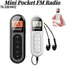Mini Pocket FM Radio 76-108MHZ Portable Radio Receiver with Backlight LCD Display Walkman Radio for Meeting Sports Tourist Guide