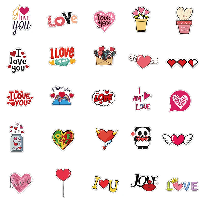 10/30/50PCS Cute Love Sticker Aesthetic Children's PVC Sketchbook Decoration Scrapbooking School Stationery Supplies for Kids