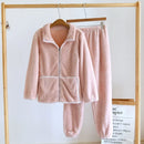 2025 Winter New Couple Sleepwear Set Flannel Zipper Long Sleeve Pants Two Piece Coral Plush Thickened Men's and Women's Home Fur
