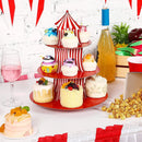 1Set 3 Tier Circus Carnival Paper Cupcake Stand Red Striped Cake Decorating Supplies Children's Day Dessert Cupcake Stand
