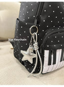 New Large Capacity Polka Dot Backpack Multifunctional Lightweight Piano Key Backpack Black Piano Mochilas Sports