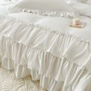 Rüschen-Bettbezug Queen Twin, 100 % gewaschene Mikrofaser, 3-teiliges Bettwäsche-Set, Shabby Chic Bauernhaus Bettbezug Kissenbezüge