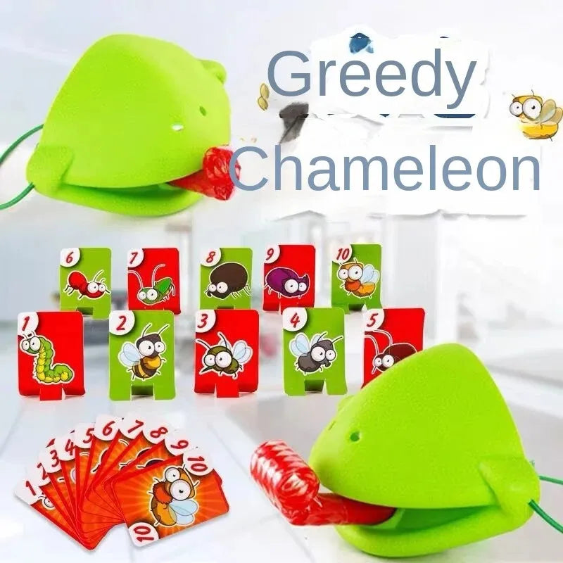 TikTok Funny Toys Frog Lizard Mask Wagging Tongue Lick Cards Board Games Parent-child Party Antistress Desktop Puzzle Game Toys