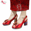 2024 INS Hot Sale New Arrivals Red Color Italian Design Shoes Matching Bag Set Super High Heels Pumps for Garden Party