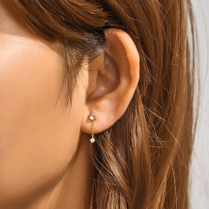 CANNER S925 Sterling Silver Zircon Flat Threaded Stud Earring Piercing Pendientes Helix Earrings For Women Ear Bone Jewelry Gift
