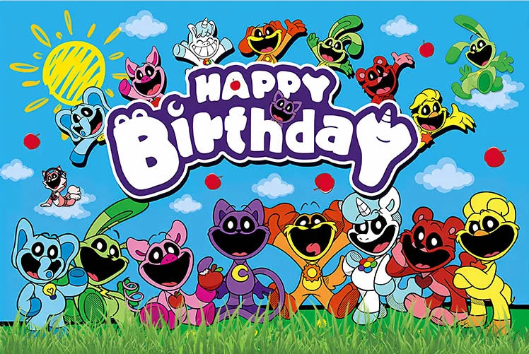 Smiling Critters Birthday Party Decoration Disposable Tableware Set Plate Balloons Banner Cake Topper Party Supplies Baby Shower