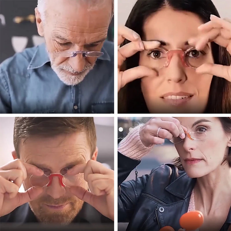NONOR Silicone Nose Clip Pocket Reading Glasses for Men Women Portable TR Round Frameless Reader Glasses