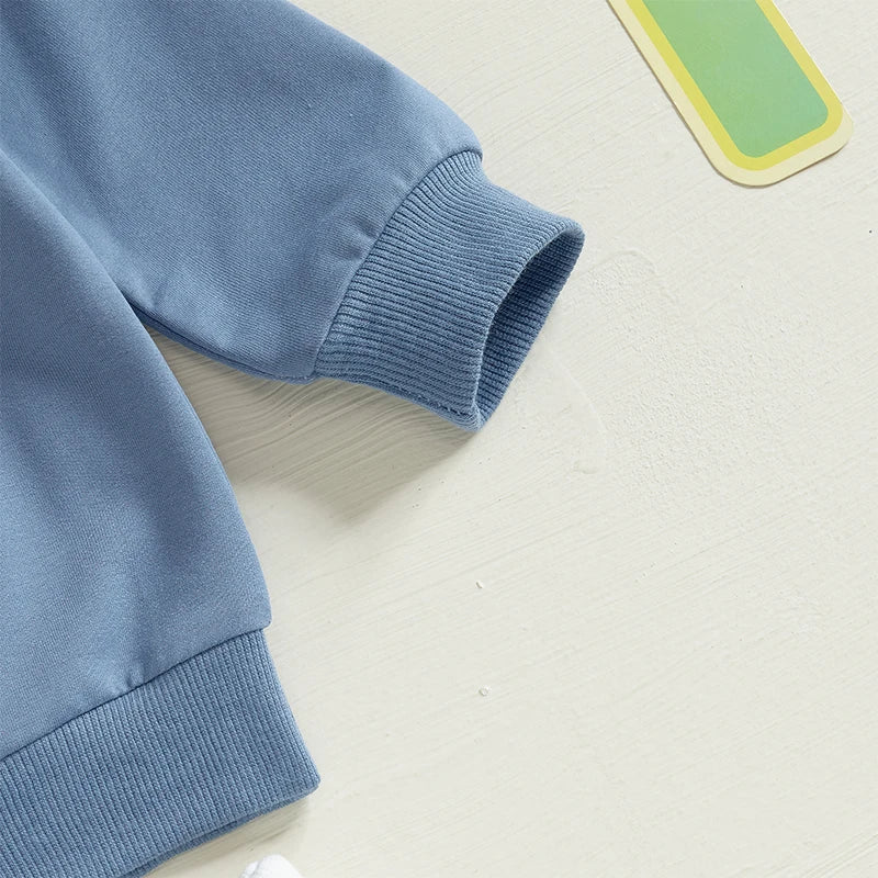 Adorable Toddler Boys Easter Outfits with Bunny Print Long Sleeve Sweatshirts and Carrot Patterned Long Pants - 2 Piece