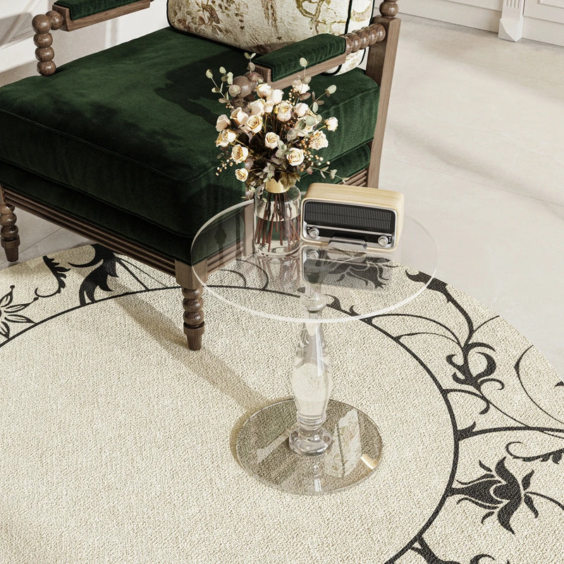 Living Room Bedroom Furniture | Clear Round Acrylic Small Table | 17.7" Diameter 18.7" Height Sofa Side End Nightstand
