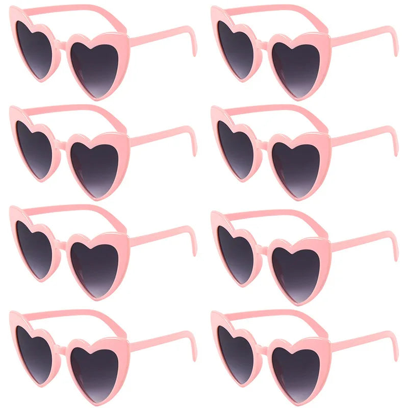 8pcs/6pcs Bachelorette Hen Party Sunglasses Black Heart Shaped Glasses Bride To Be Bridesmaid Gifts Wedding Bridal Shower Decor