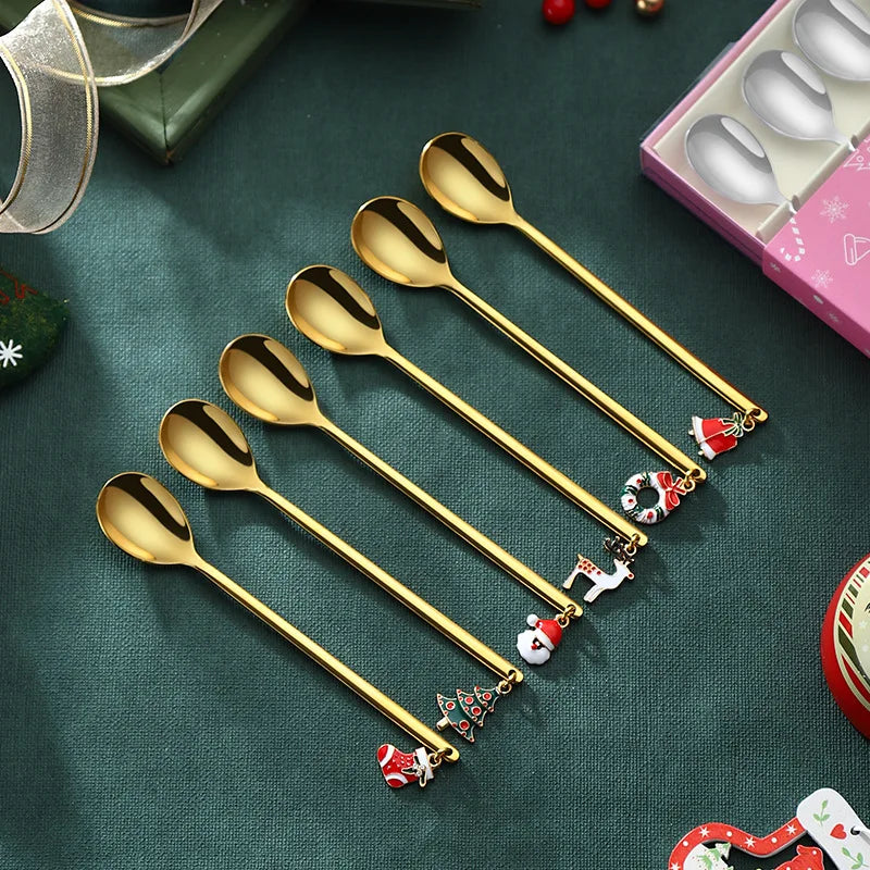 New Year 2023 Merry Christmas Spoons Xmas Party Tableware Ornaments Christmas Decorations for Home Table Navidad Noel Kids Gifts