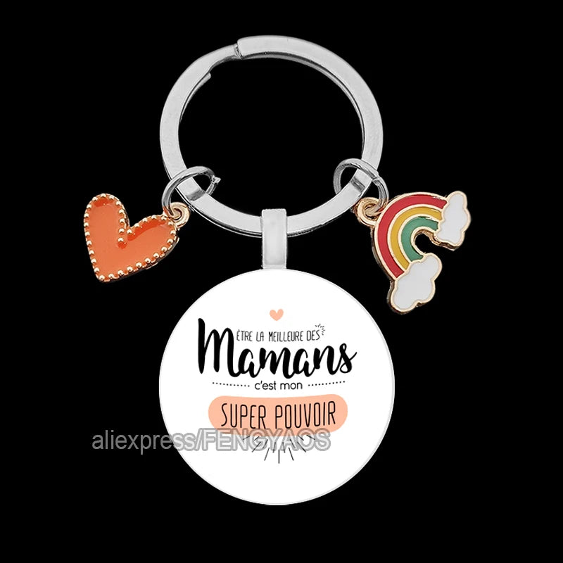 French Mother Keychains Lovely Mom Keychain for Thanksgiving Gift for Mom Cute Gift In French