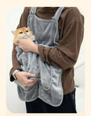Cat Carrier Apron with Holes Outdoor Travel Small Cat Dogs Hanging Chest Bag Sleeping Pocket Winter Plush Pets Carrier Pouch