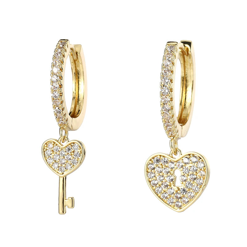 SIPENGJEL Fashion Zircon Star Moon Pendant Hoop Earrings for Women Man Gold Color Dangle Earrings Wedding Jewelry Gift pendants