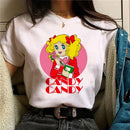Candy Candy Kawaii T-shirt Casual Round Neck Short Sleeved Women's Fashionable Loose Short Sleeved Trendy Women's Clothing Tops