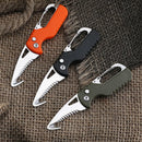 Portable Multifunctional Tool  Foldable Serrated Sharp Express Parcel Knife Keychain With Hook Cut Rope Survival Tool